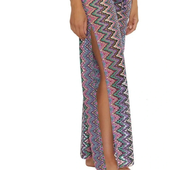 Becca Rebecca Virtue Sundown Pants Swim Cover Up Pant Striped Knit Open Large - Picture 10 of 10